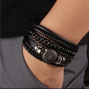 LEATHER BLACK BRACELET  FOR MAN NEW
